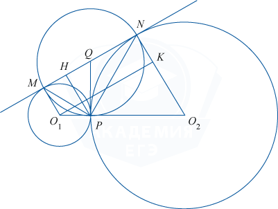 Две окружности, касающиеся внешним образом и образованный треугольник