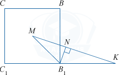 Квадрат CBC_1B_1 с треугольником в вершине B_1
