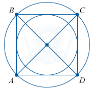 Квадрат с диагоналями, вписанной и описанной окружностью