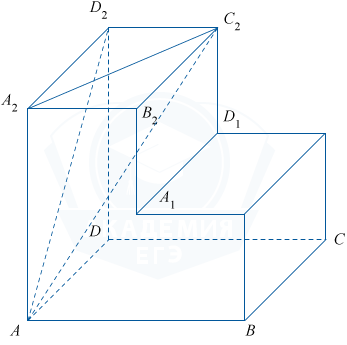 Многогранник с прямыми двугранными углами и отрезками между вершинами