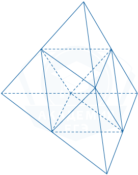 Многогранник вложенный в тетраэдр через середины ребер