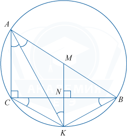 Окружность, описанная около треугольника со средней линией и биссектрисой