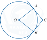Окружность с центром O и двумя прямыми CA и CB
