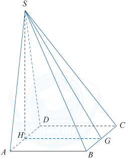 Пирамида с основанием прямоугольник и перпендикулярной гранью