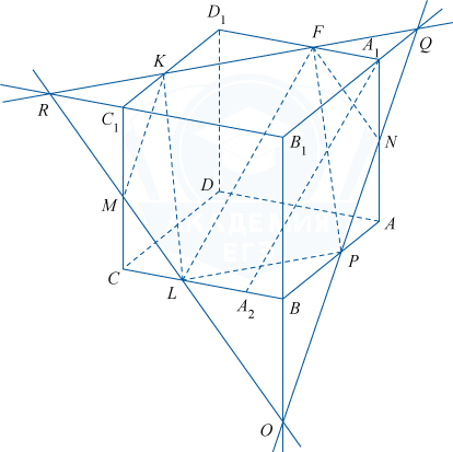 Правильная четырехугольная призма ABCDA_1 B_1C_1 D_1 с плоскостью FKLP