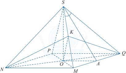 Правильная четырёхугольная пирамида SMNPQ с треугольным сечением