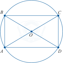 прямоугольник ABCD с описанной окружностью и центром O