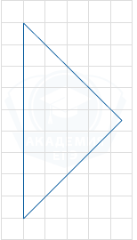 Равнобедренный прямоугольный треугольник на клетчатой решетке с размером клетки 1x1
