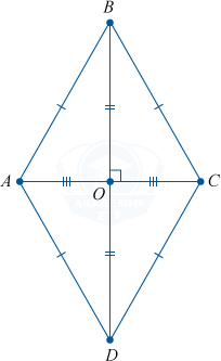 Ромб с диагоналями и точкой пересечения