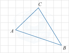 Треугольник ABC на клетчатой решетке с размером клетки 1x1