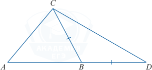 Треугольник ABC с продолжением стороны AB