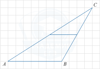 Треугольник со средней линией на клетчатой решетке 1x1
